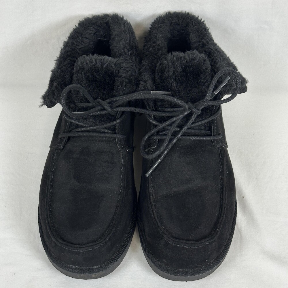 Makalu Della Winter Boots Womens Size 8 Black Faux Fur Lined Ankle Lace Up